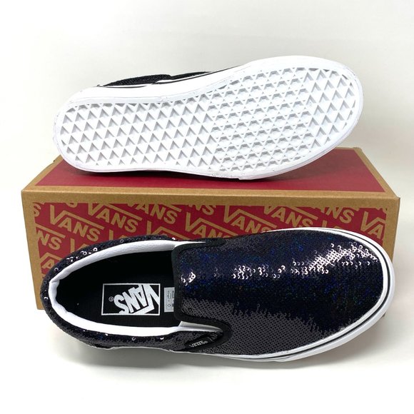 VANS Classic Slip-On Micro Sequins Black Glitter Sneakers Women Size VN0A4U382PC - Picture 2 of 11